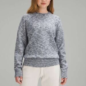 Lululemon Boxy Cotton-Blend Sweater Fisherman Knit in Blue Gray Size‎ Small